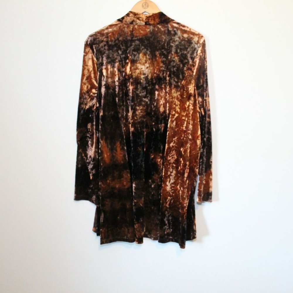 Susan Graver Printed Crushed Velvet Knit Open-Front Cardigan Plus Size 2X H12725 - Picture 7 of 8